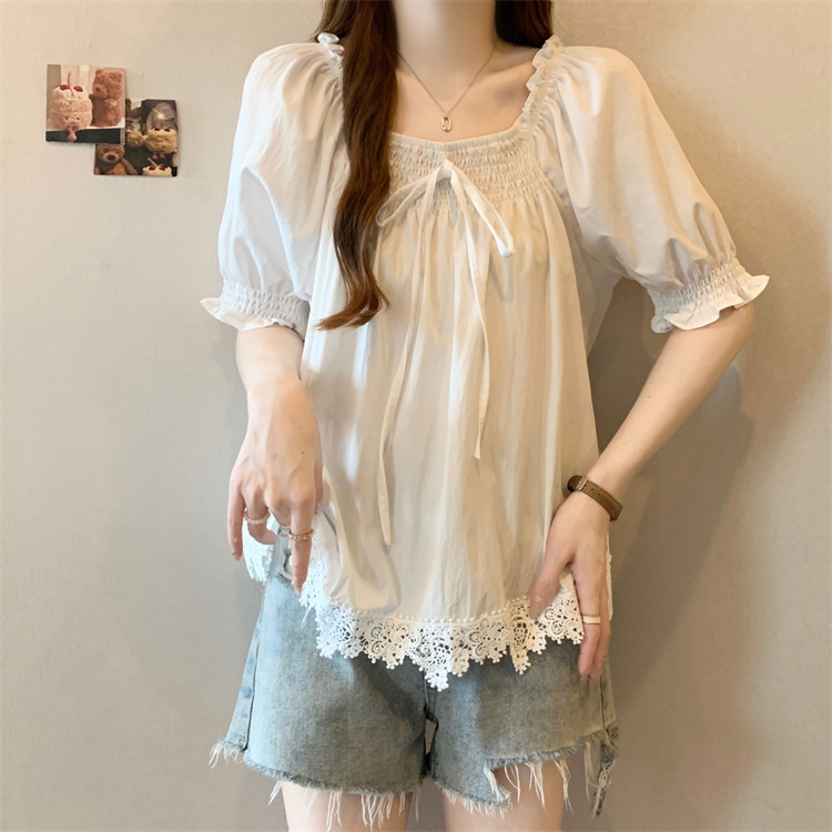 Frenum folds tops France style shirt for women