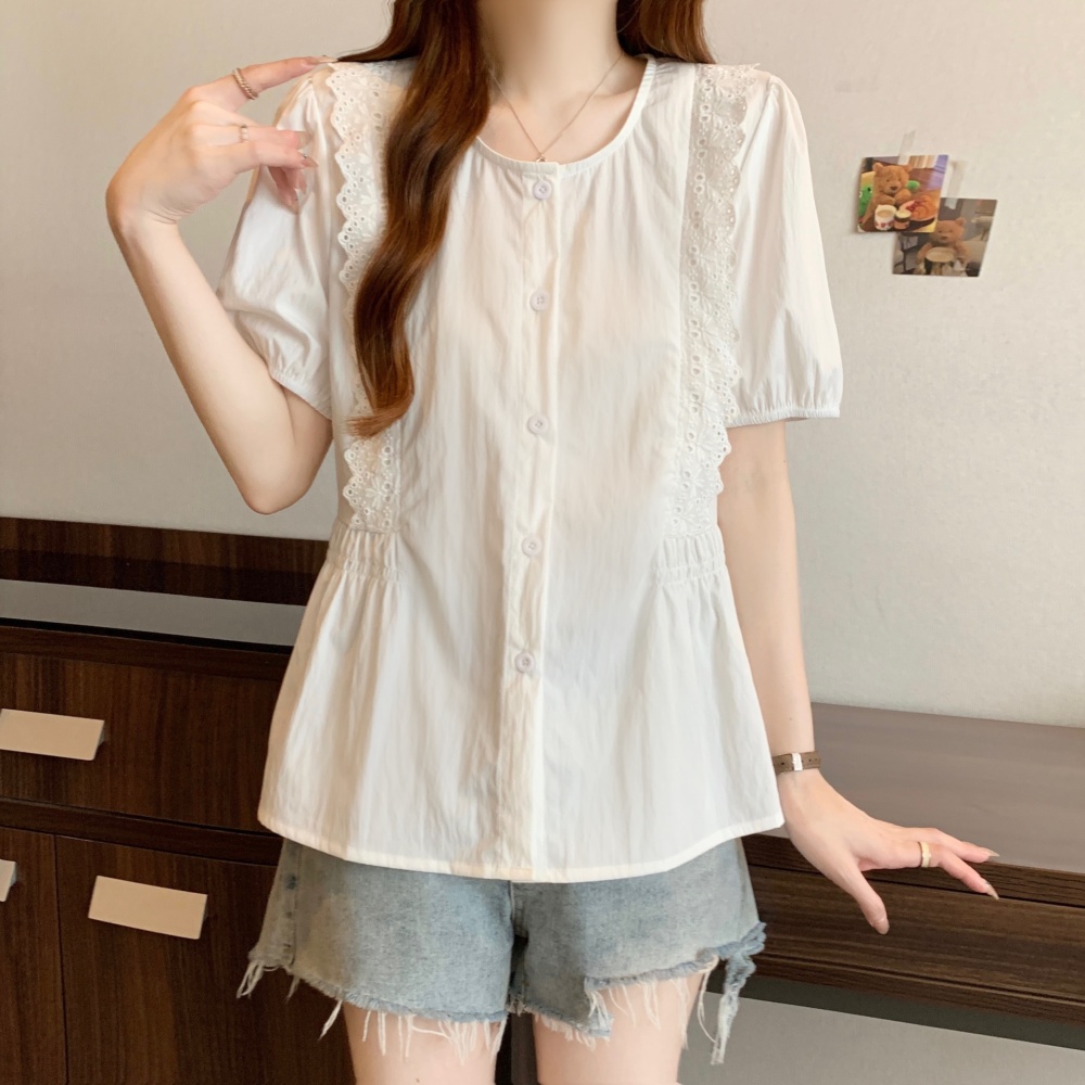 Cover belly lace shirt short sleeve summer doll shirt
