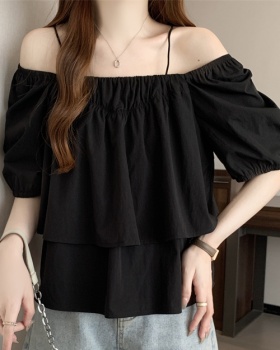 Western style tops short sleeve doll shirt for women