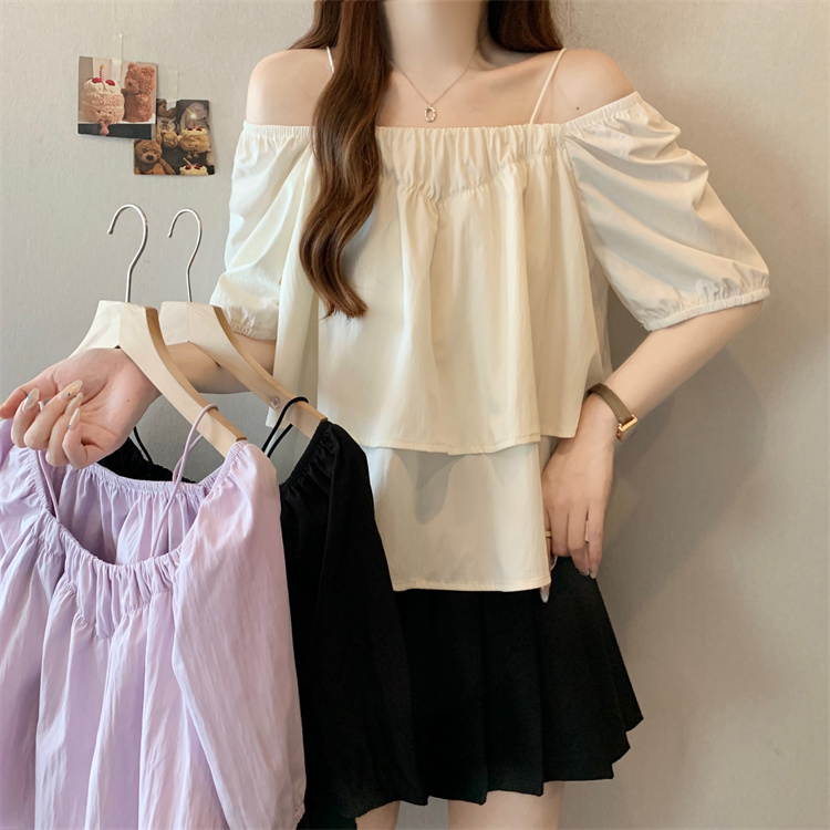 Western style tops short sleeve doll shirt for women