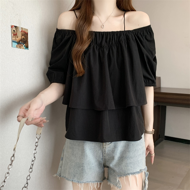 Western style tops short sleeve doll shirt for women