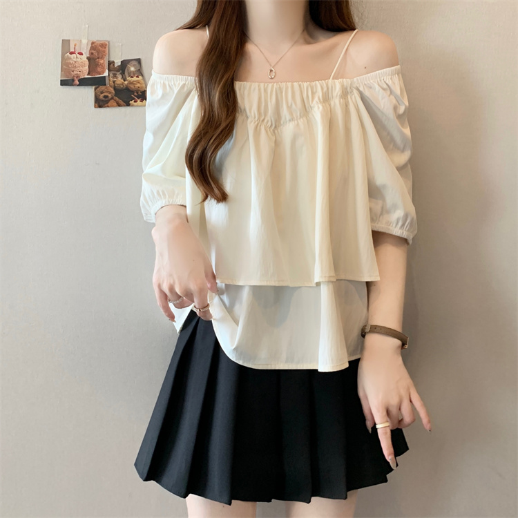 Western style tops short sleeve doll shirt for women
