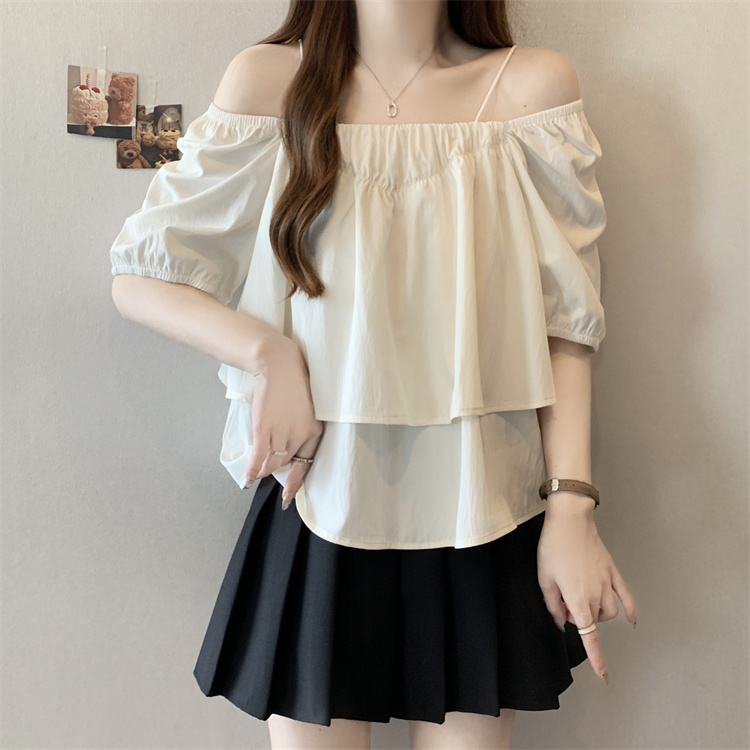 Western style tops short sleeve doll shirt for women