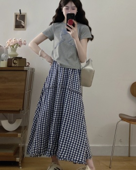 Show young maiden bow slim short sleeve retro skirt a set