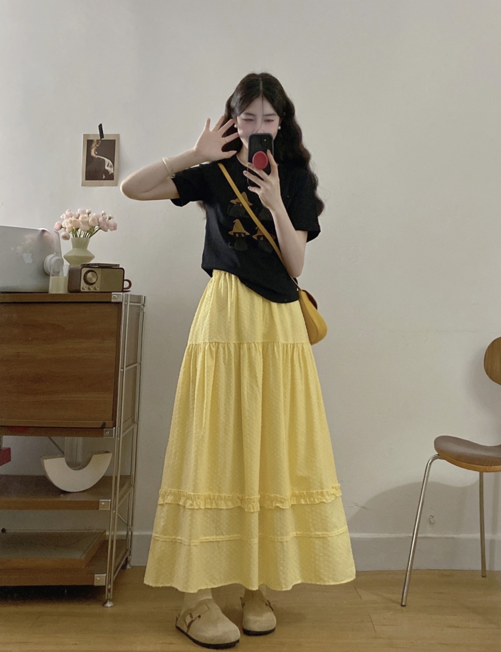 All-match lovely T-shirt kitty lace skirt 2pcs set