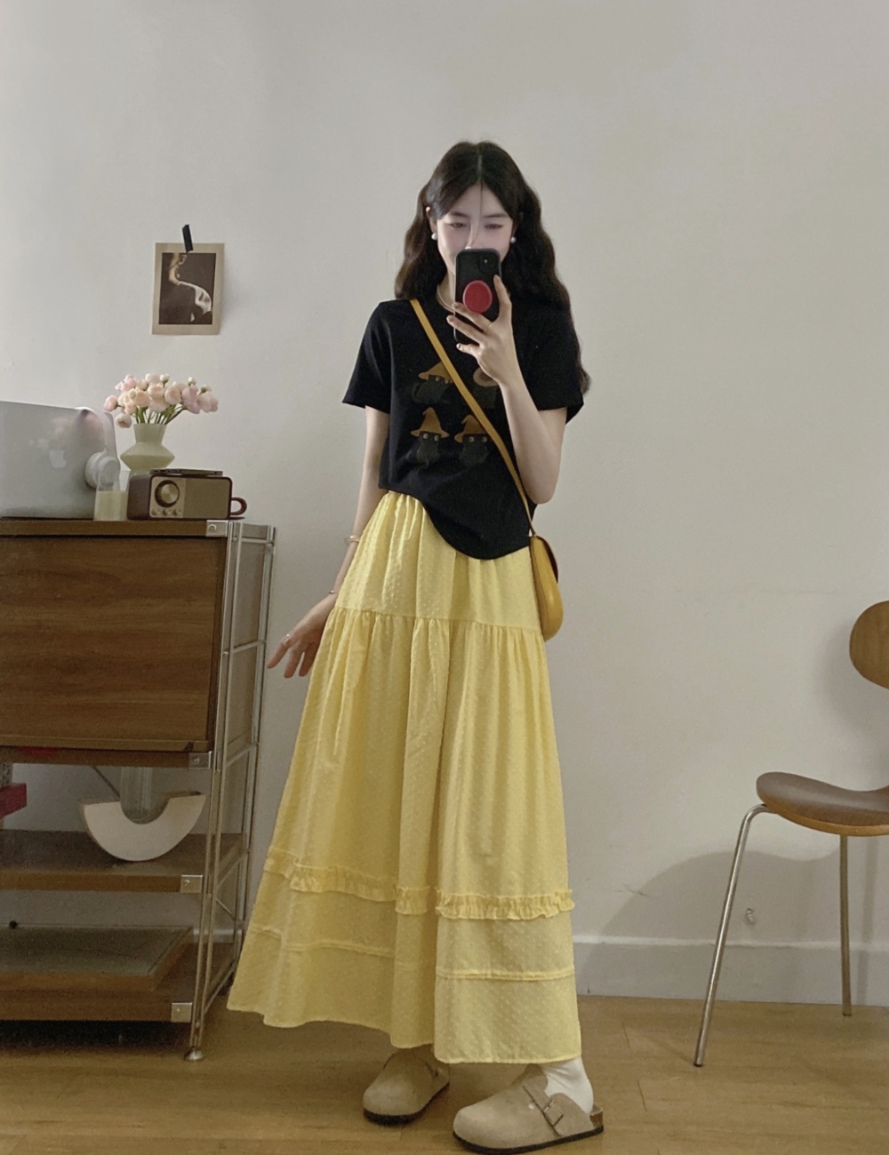 All-match lovely T-shirt kitty lace skirt 2pcs set
