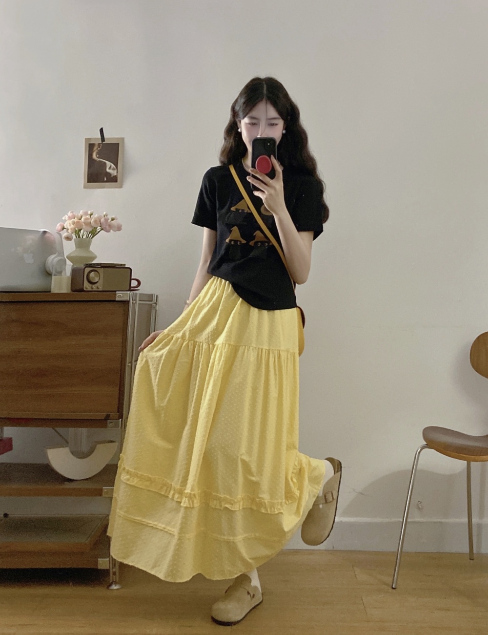 All-match lovely T-shirt kitty lace skirt 2pcs set