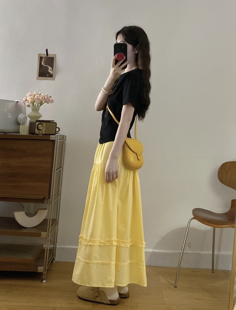 All-match lovely T-shirt kitty lace skirt 2pcs set