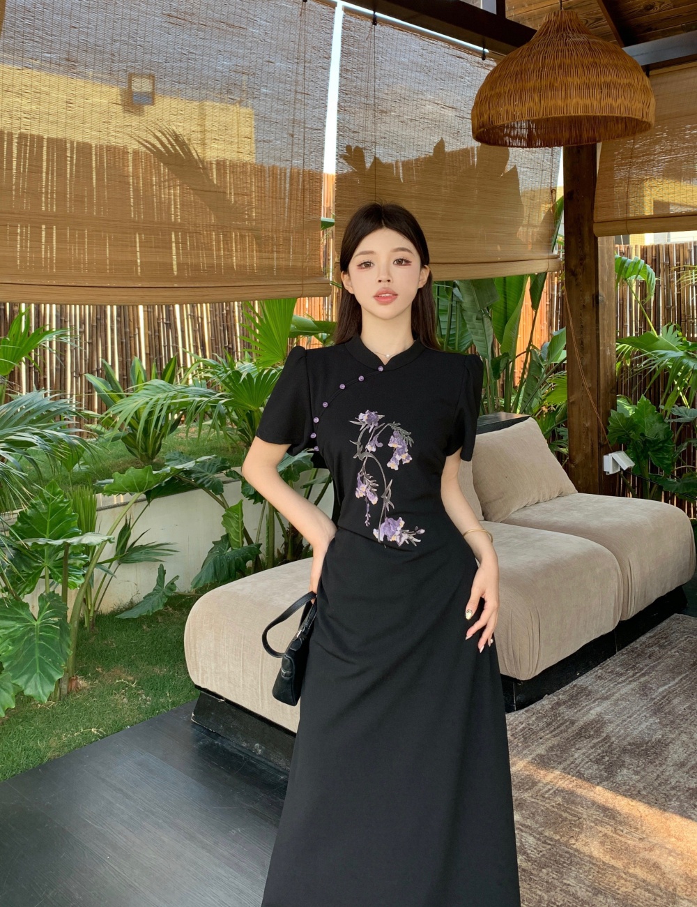 Elegant cheongsam printing dress for women
