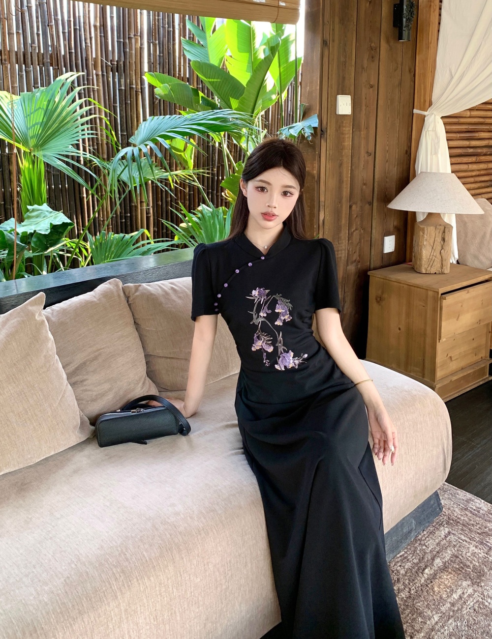 Elegant cheongsam printing dress for women