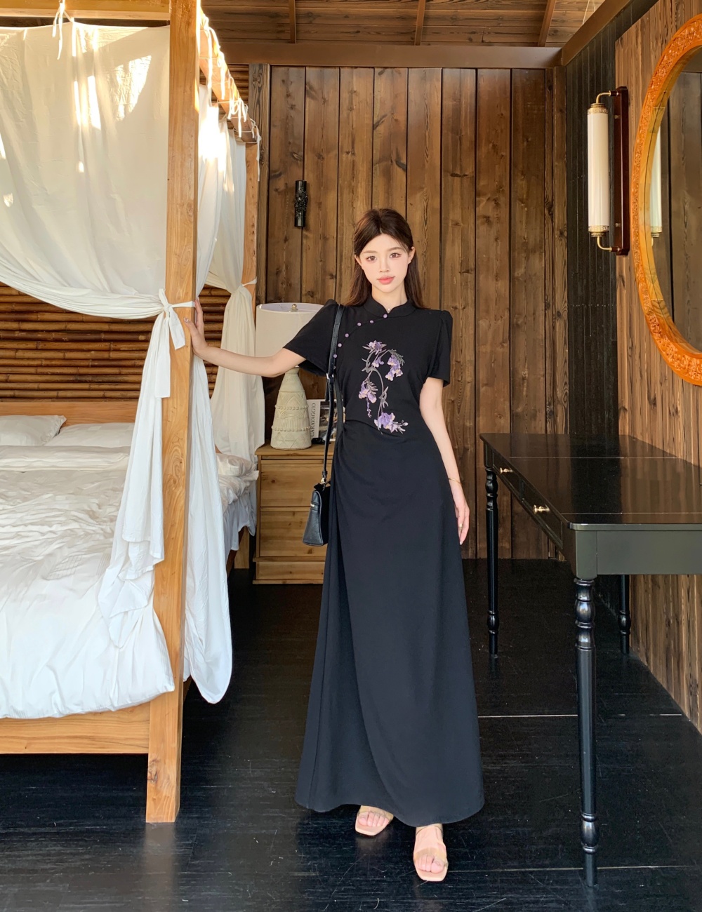 Elegant cheongsam printing dress for women