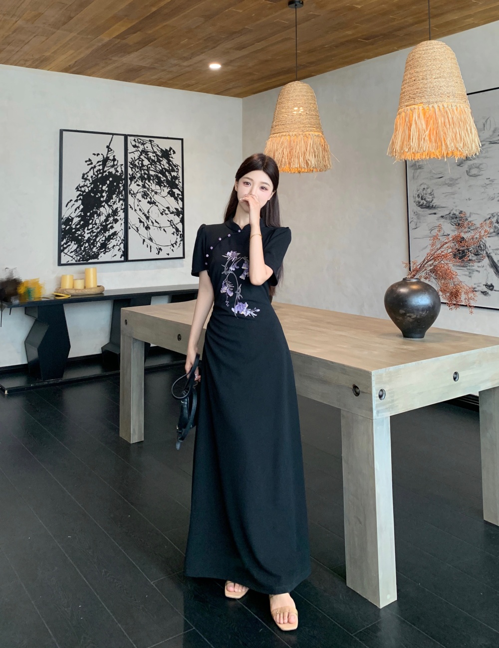 Elegant cheongsam printing dress for women