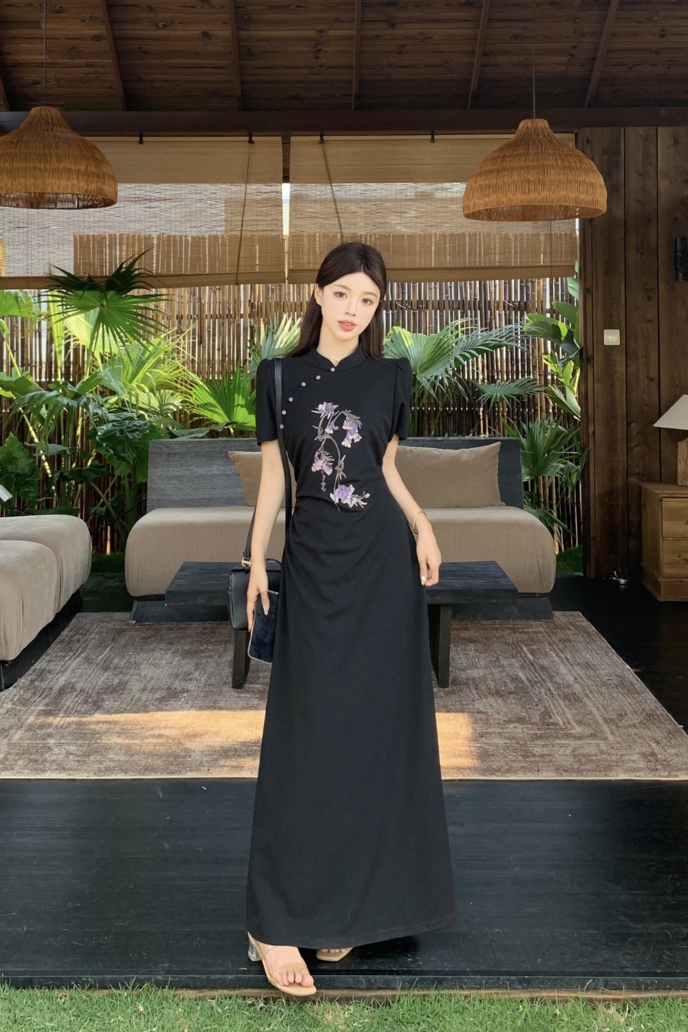 Elegant cheongsam printing dress for women