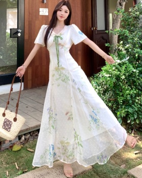 Long vacation slim summer pinched waist tender dress