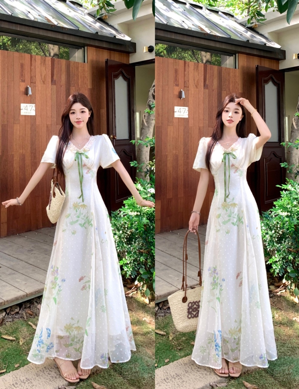 Long vacation slim summer pinched waist tender dress