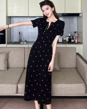 Slim pinched waist heart show young black dress