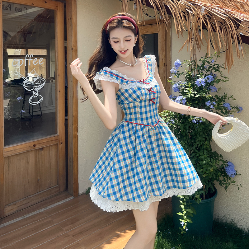 Thick and disorderly T-back boats sleeve dress