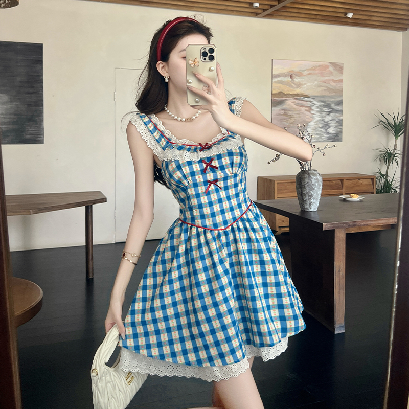 Thick and disorderly T-back boats sleeve dress