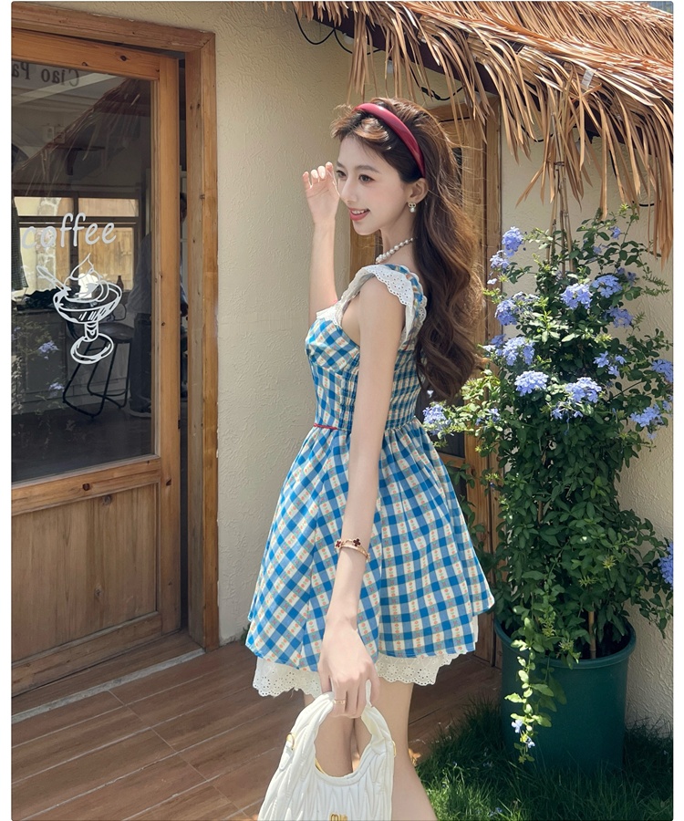 Thick and disorderly T-back boats sleeve dress