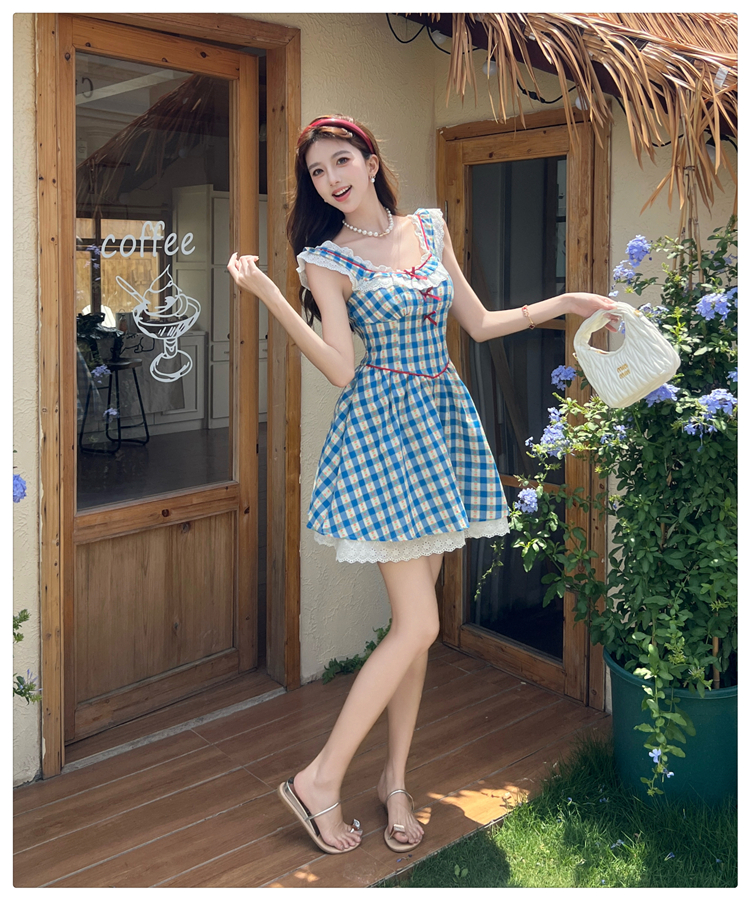 Thick and disorderly T-back boats sleeve dress