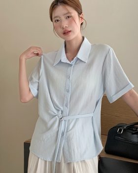 Short sleeve Korean style tops slim shirt for women