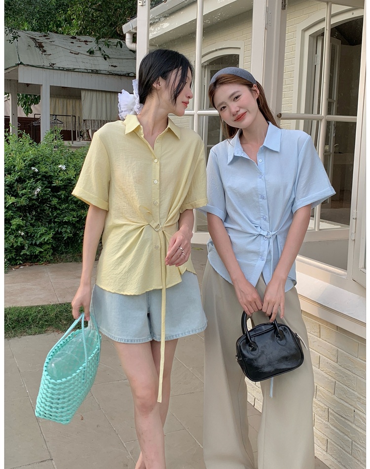 Short sleeve Korean style tops slim shirt for women