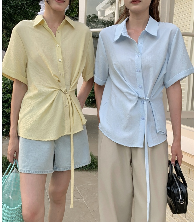Short sleeve Korean style tops slim shirt for women