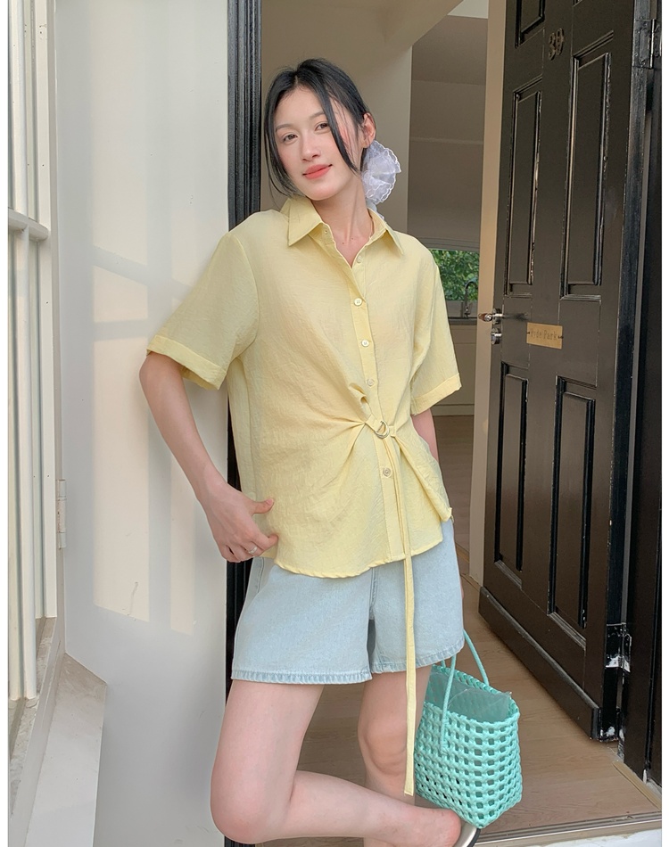 Short sleeve Korean style tops slim shirt for women