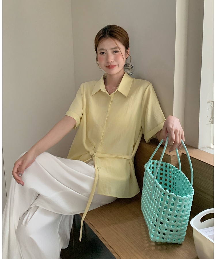 Short sleeve Korean style tops slim shirt for women