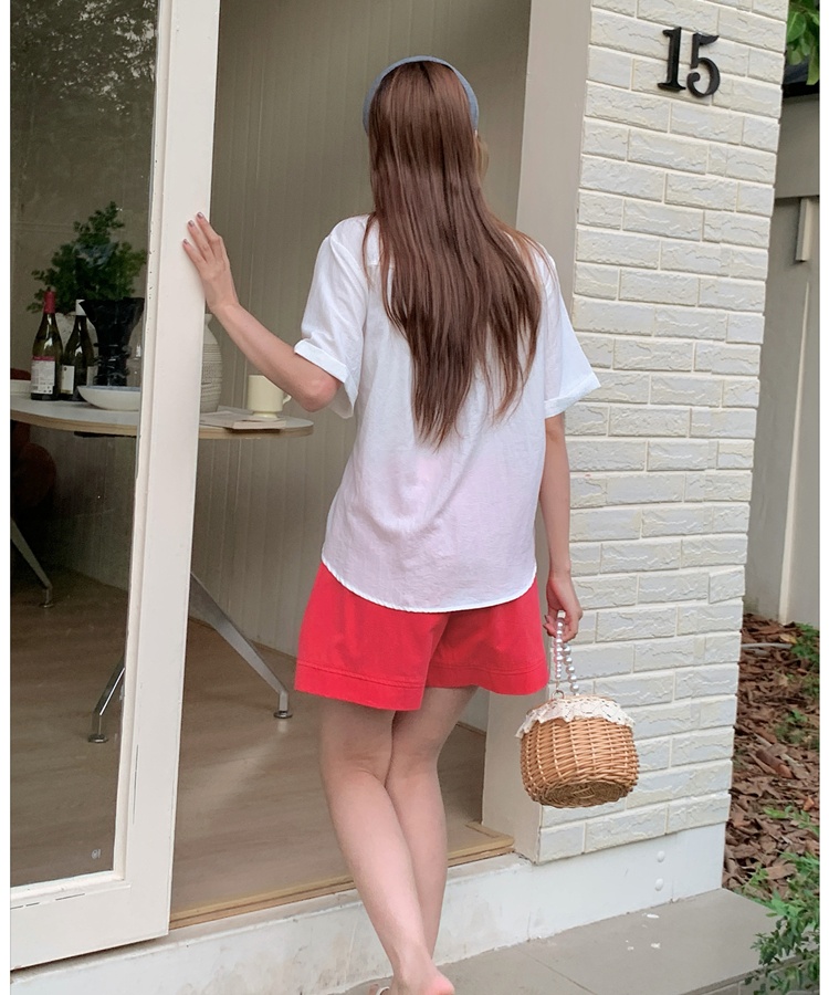 Short sleeve Korean style tops slim shirt for women