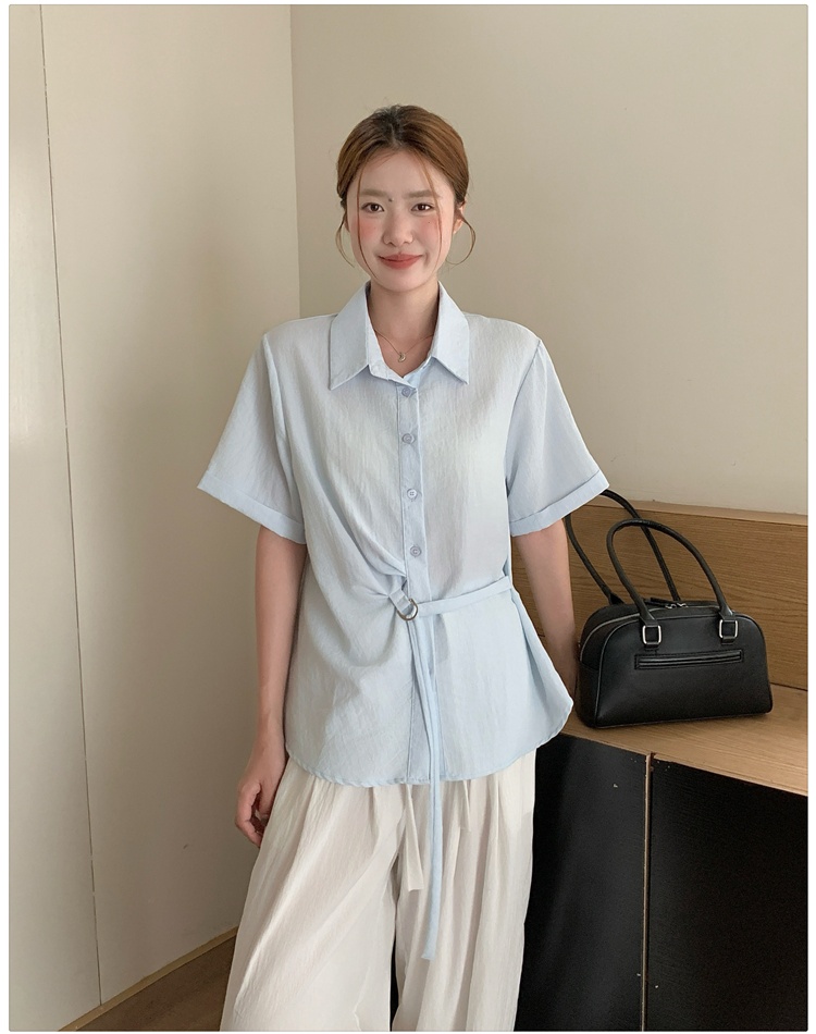 Short sleeve Korean style tops slim shirt for women
