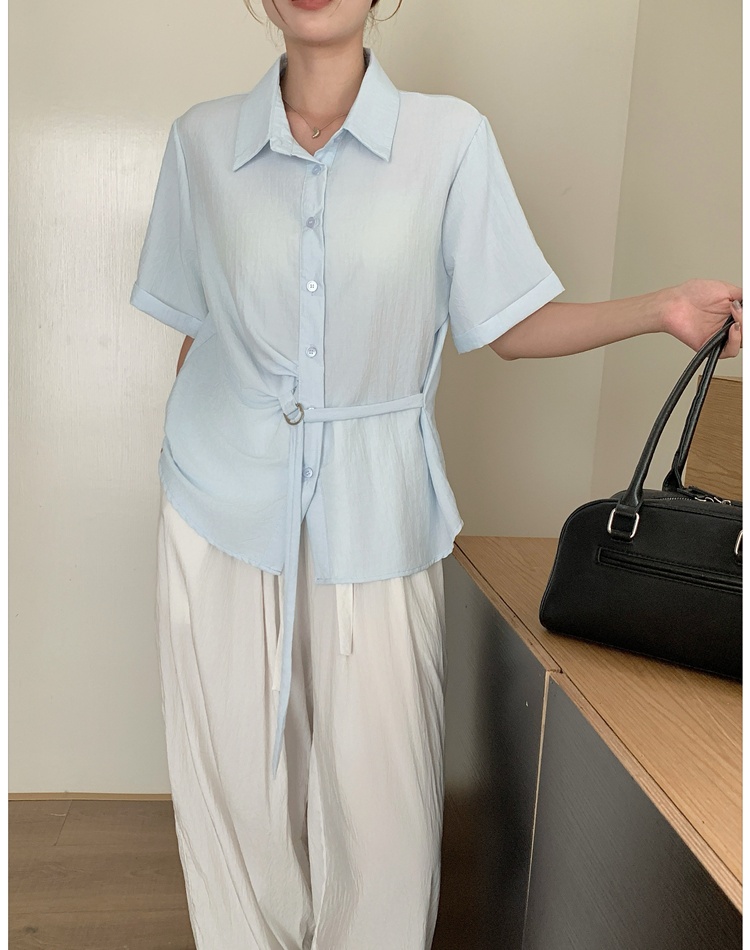 Short sleeve Korean style tops slim shirt for women