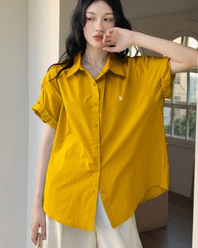 Loose slim summer shirt France style unique tops