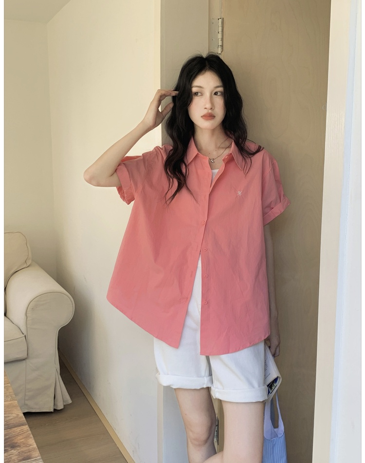 Loose slim summer shirt France style unique tops
