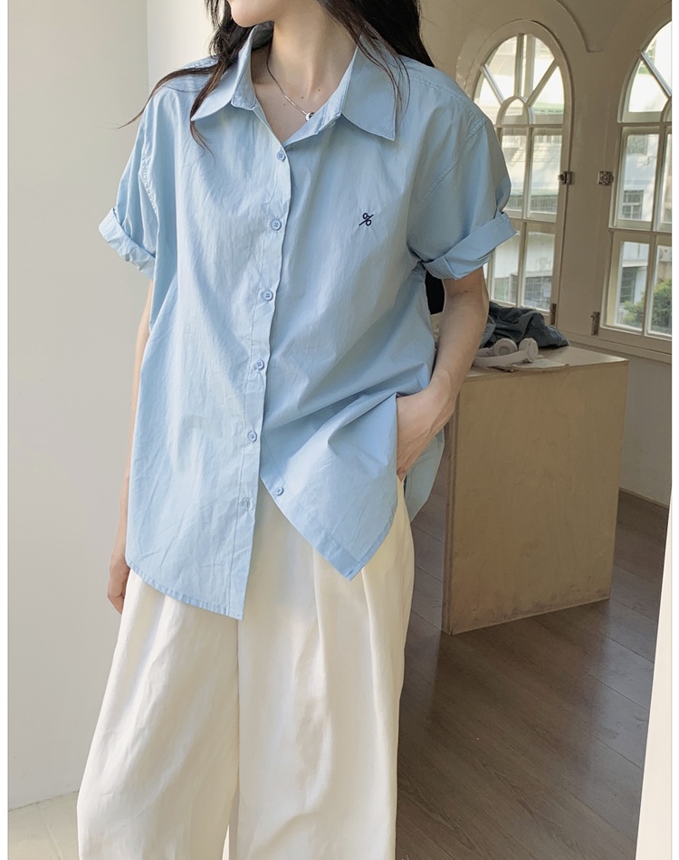 Loose slim summer shirt France style unique tops