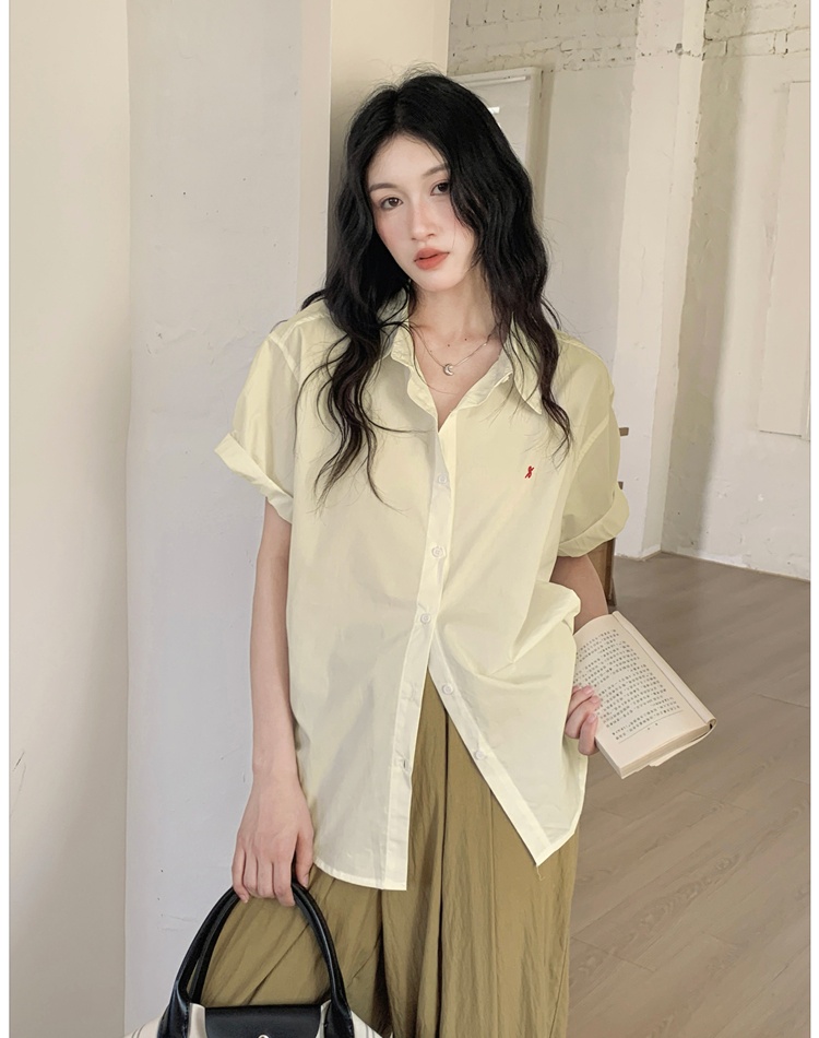 Loose slim summer shirt France style unique tops