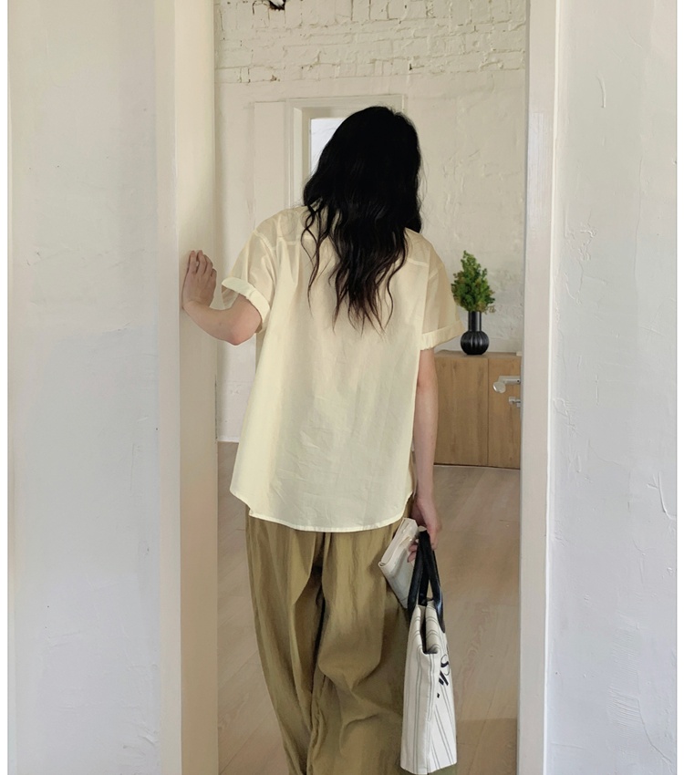 Loose slim summer shirt France style unique tops