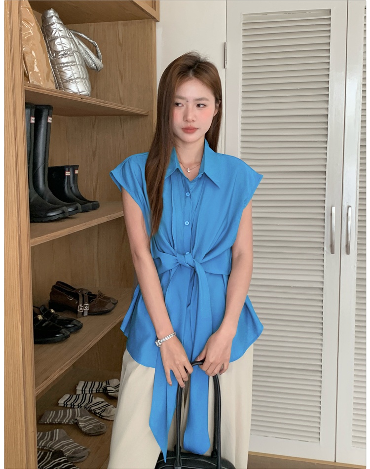 Korean style loose light shirt bandage simple tops