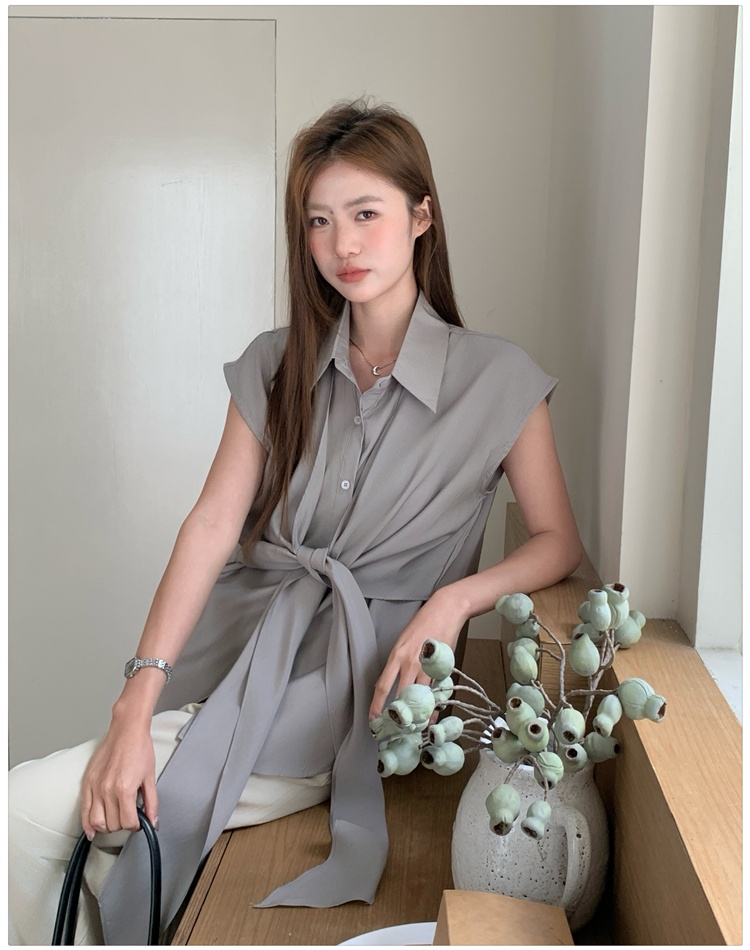 Korean style loose light shirt bandage simple tops