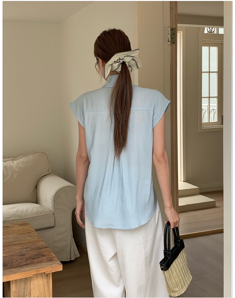 Korean style loose light shirt bandage simple tops