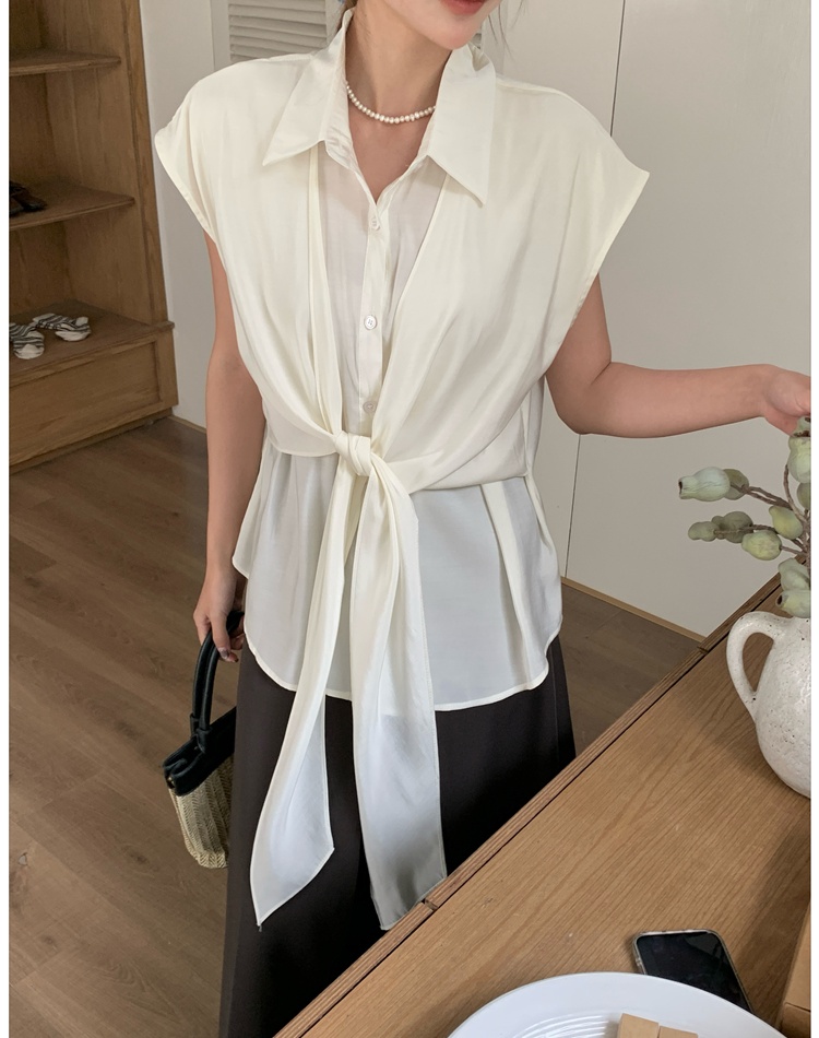 Korean style loose light shirt bandage simple tops