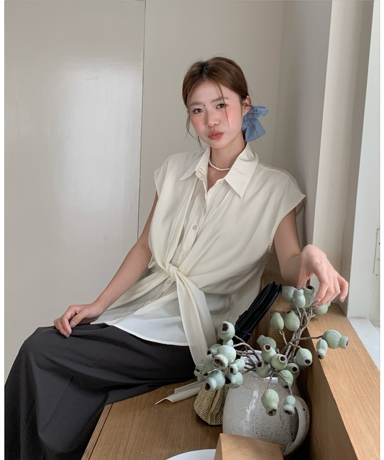 Korean style loose light shirt bandage simple tops
