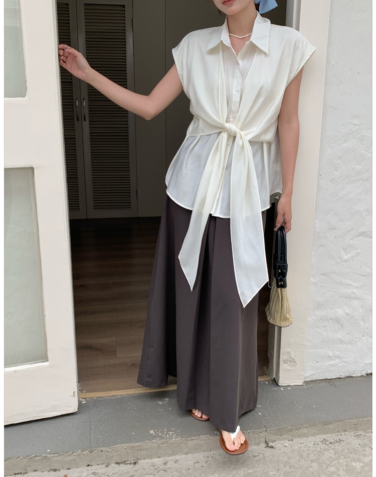 Korean style loose light shirt bandage simple tops