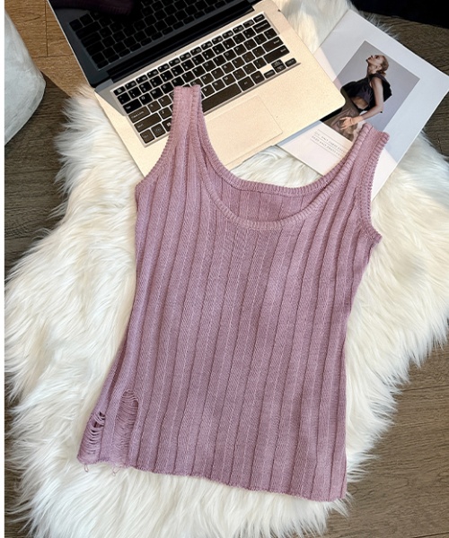 Niche U-neck vest bottoming inside the ride tops for women