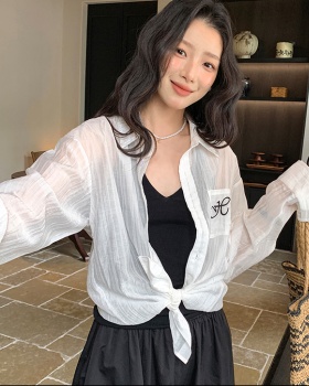 Sunscreen loose tops pocket shirt for women