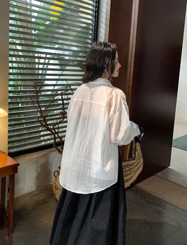 Sunscreen loose tops pocket shirt for women