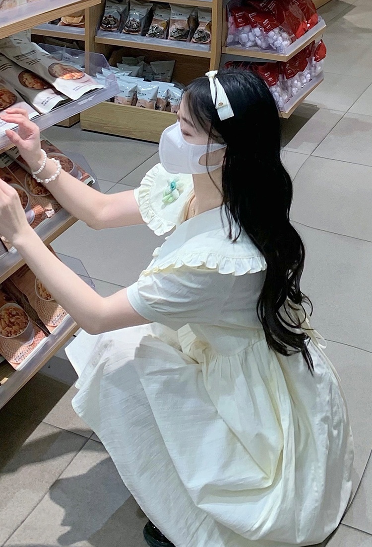 Doll collar summer green show young dress for women