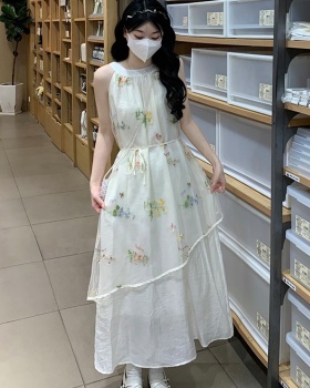 Vacation beautiful gauze long dress seaside halter dress