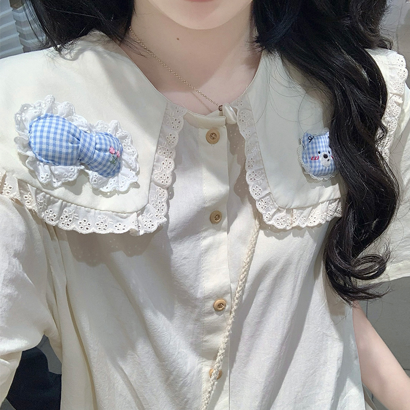 Fungus splice skirt loose lace shirt 2pcs set