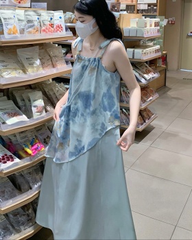 Sling printing tender France style tie dye dress